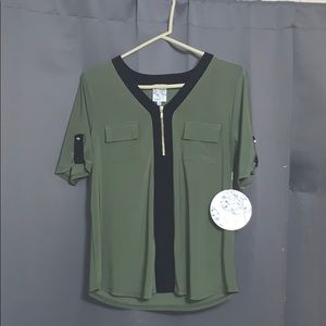 short sleeve olive green shirt